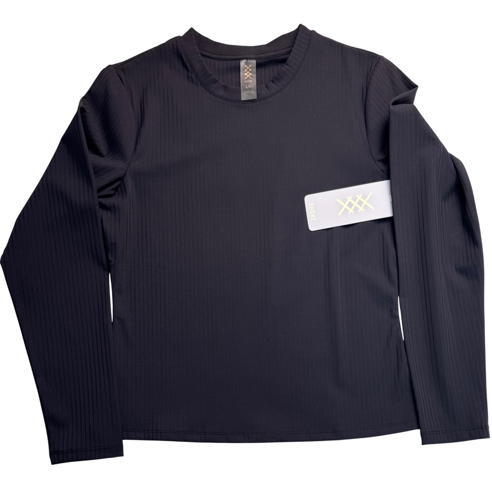 Rhone Modern Ribbed Long Sleeve Black Performance Shirt 200158-003-L